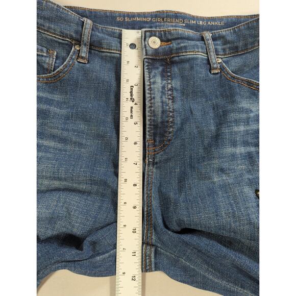 So Slimming Girlfriend Jeans 18R Embroidered Floral Slim Ankle Stretch Blue - Picture 7 of 16